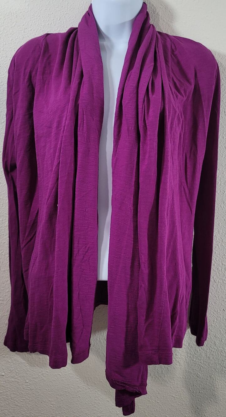 Alternative Fuchsia Draped Front Slub Knit Cardigan Sweater Small Lightweight